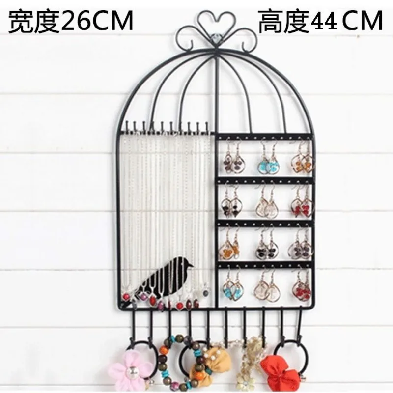 Iron Metal birdcage Jewelry Display Stand Organizer Rack Hanging Wall for Women Earrings Necklaces Bracelets Storage Holders