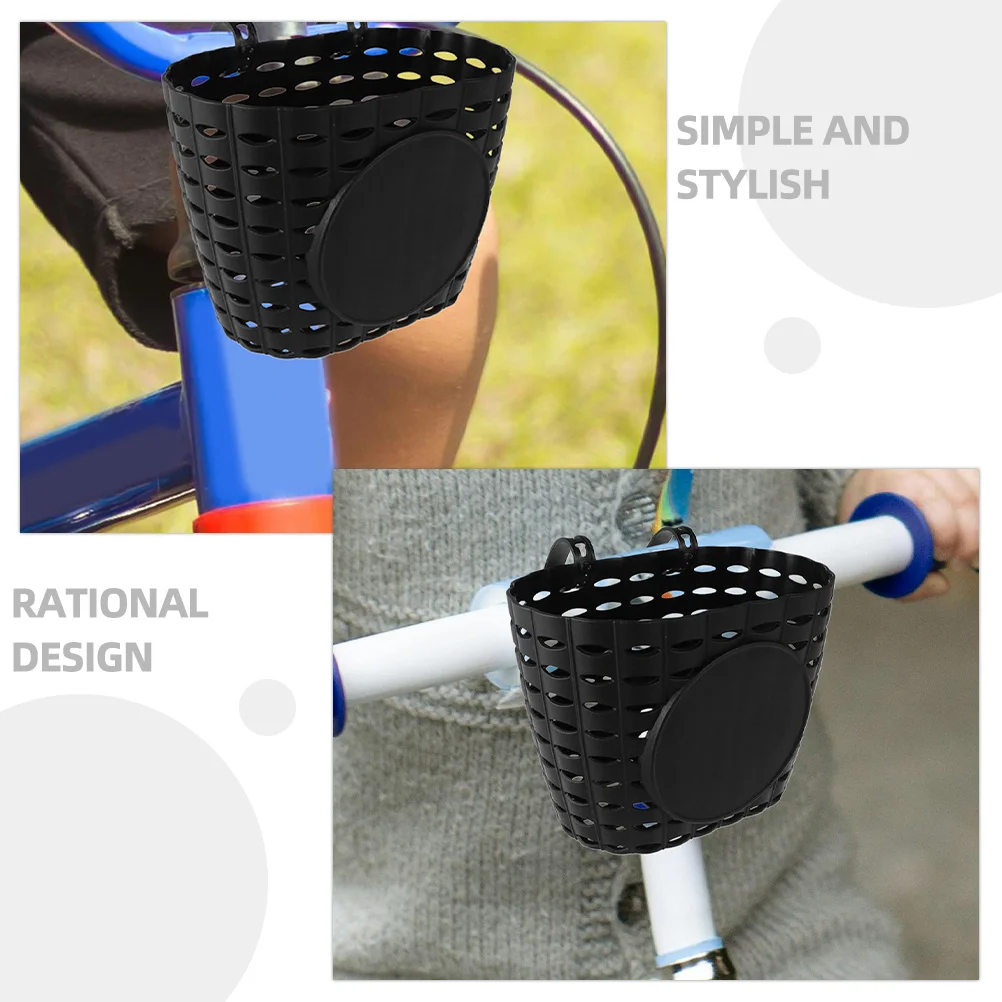 

1Set Bicycle Basket for Kids Premium Detachable Front Bike Basket Strong Strap Mounting Easy Install Black Kids Bike Accessory