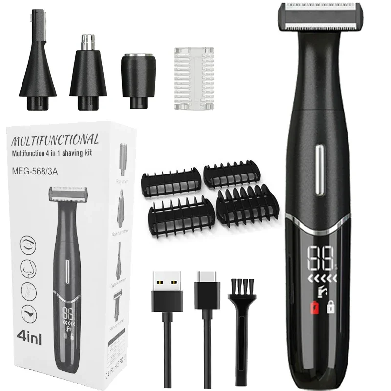 4-in-1 Electric Women's Hair Trimmer,Rechargeable Bikini&Facial Shaver, Waterproof Painless Hair Remover for Sensitive Skin Care