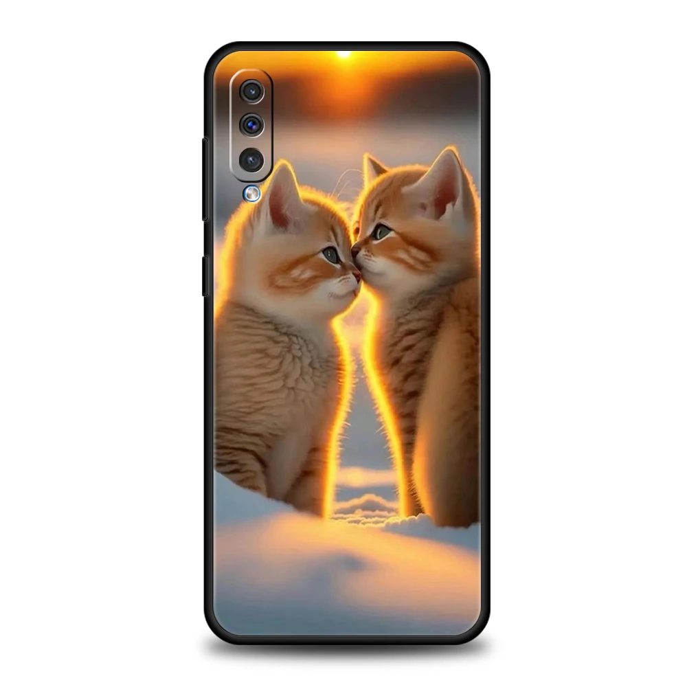 Kiss Cat Cute Kitten Phone Case for Samsung Galaxy A24 A13 A53 A73 A33 A22 A12 A02 A03 A05 A70 A50 A10 A20 Silicone Cover Shell