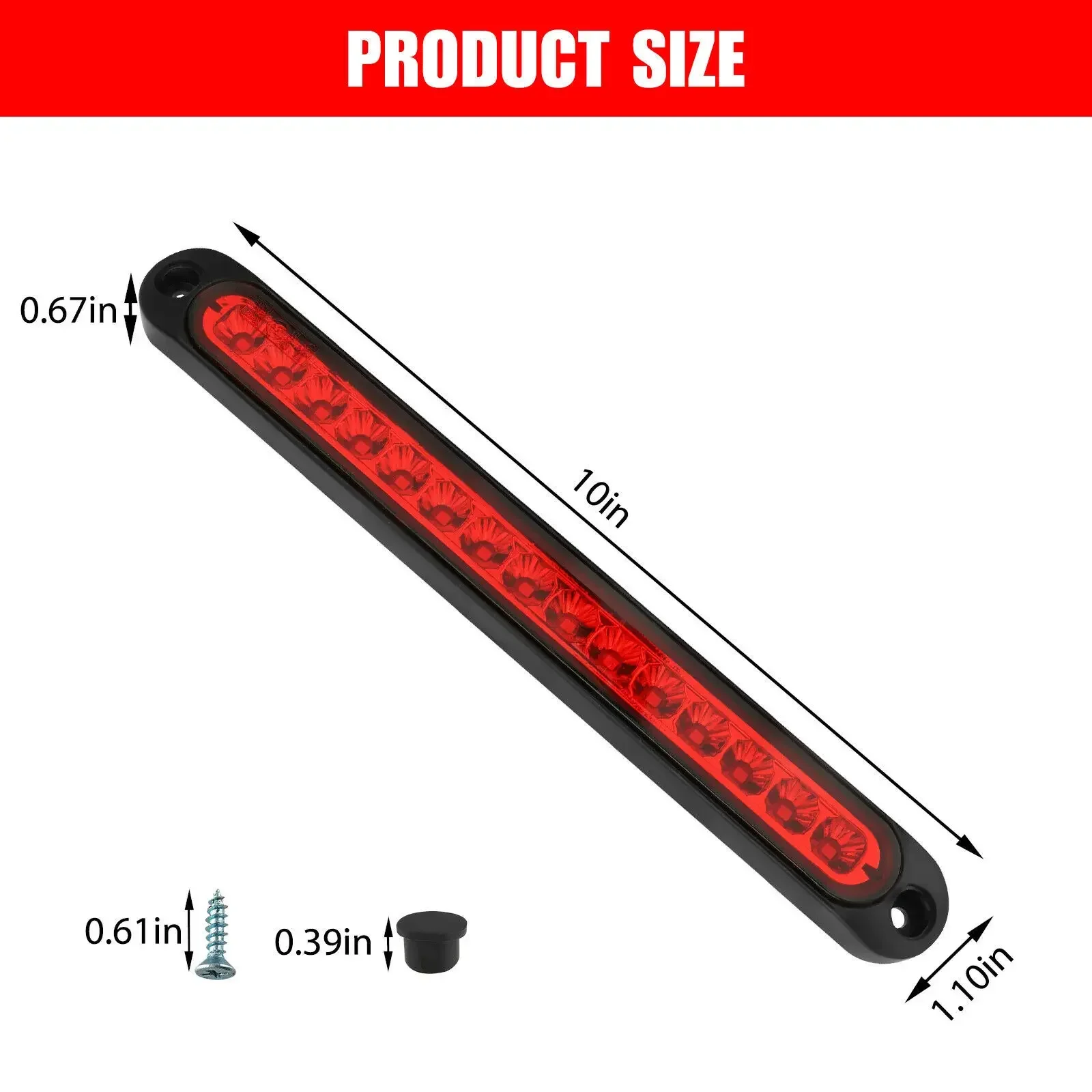 1 Piece 24V LED Car Light Bar 12V Red Third Brake Light Rear Light Signal Side Marker Turn Signal Stop Warning Lamp High Mount