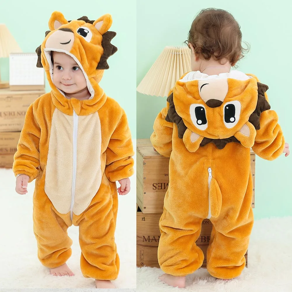 Winter Kids Fox Onesie Pajamas Children Sleepwear Boy Girl Unicorn Panda Kigurumi Anime One Piece Pijama Flannel Nightwear Pjs