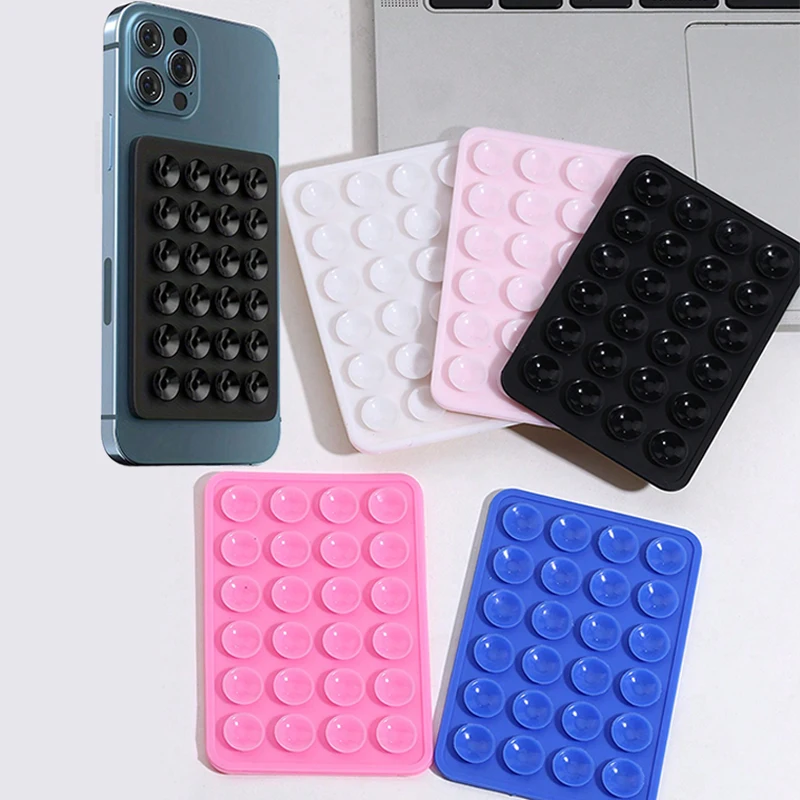 Silicone 24 Suction Phone Holder Multifunctional Suction Cup Mat Wall Stand Anti-Slip Single Sided Case Glue Mount Back Stickers