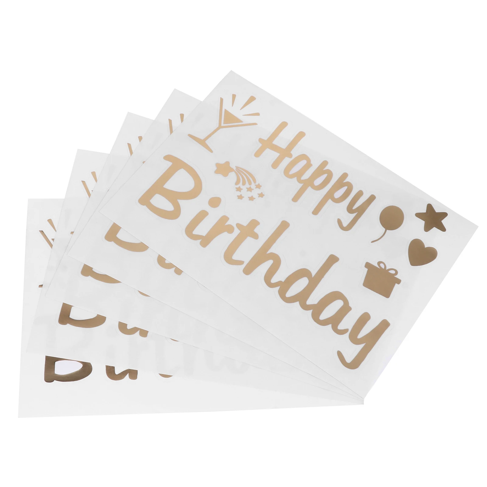 

5pcs Birthday Decoration Decal Balloon Party Supplies Golden Happy Window Clings Balloon Stickers For