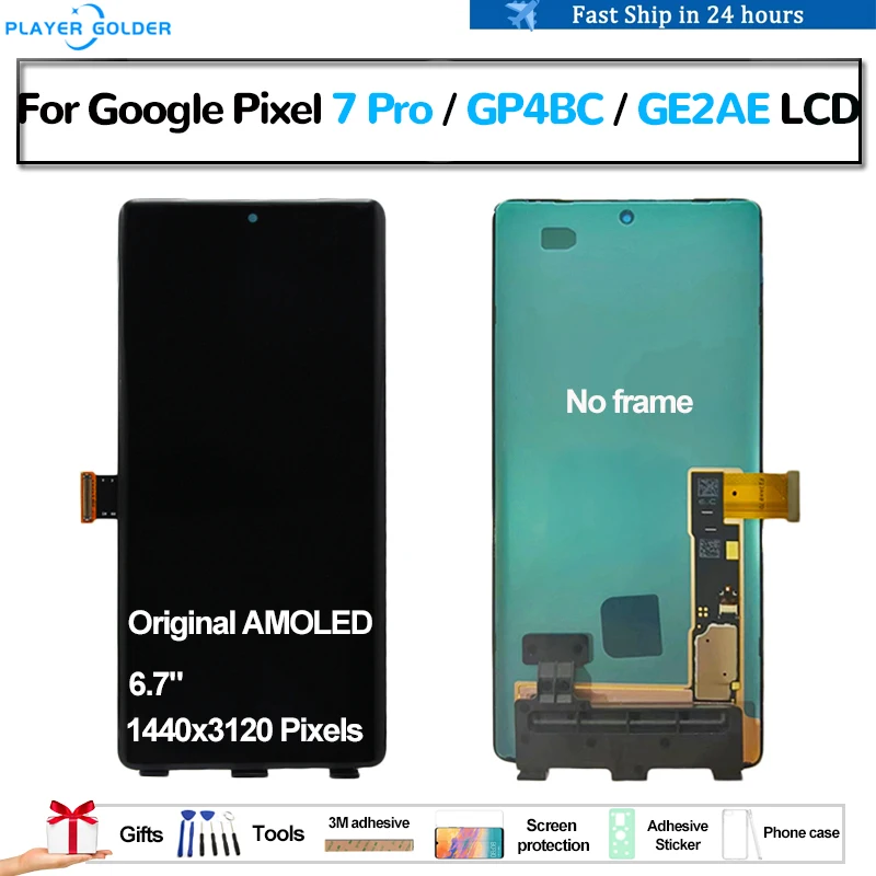 Original AMOLED For Google Pixel 7 Pro GP4BC GE2AE Pantalla lcd Display Touch Panel Screen Digitizer Assembly Replacement Parts