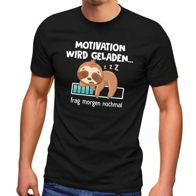Mens TShirt Saying Funny Anti Motivation Loading Loth Fun Shirt