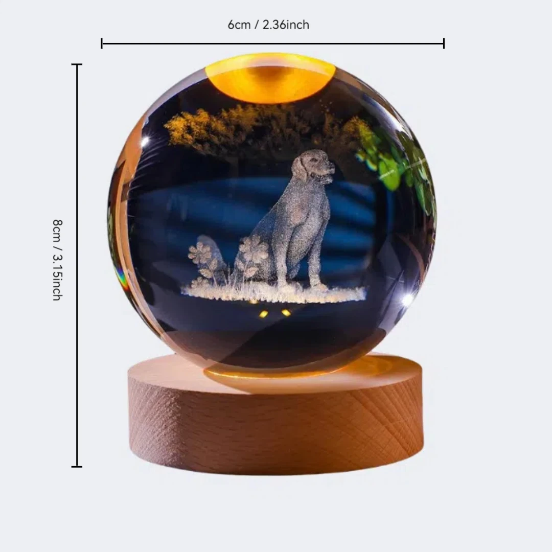 1pc, loyal dog crystal ball, wooden base home light decoration, girlfriend, colleague, wife birthday gift, Valentine\'s Day gift