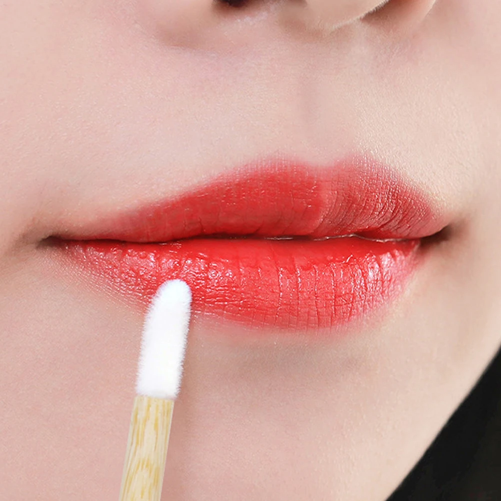 100 pçs escova labial de madeira descartável suprimentos de maquiagem higiene fina aplicação brilho labial varinha escovas de cílios ferramentas cosméticas