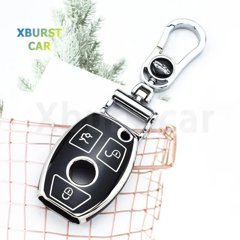 2/3 Buttons Silver TPU Car Key Cover Case for Mercedes Benz A B R G Class GLK GLA W204 W251 W463 W176 Remote Shell Holder