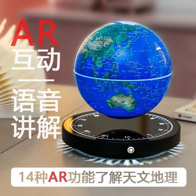 Magnetic levitation globe ornament clock mirror luminous base clear