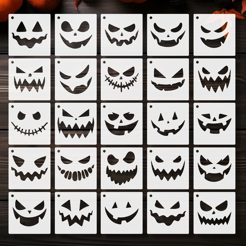 25개의 호박 얼굴 스텐실 |   재미있는 장식/DIY 창의적인 공예 |   파티/홈 장식에 딱 맞습니다 - 할로윈