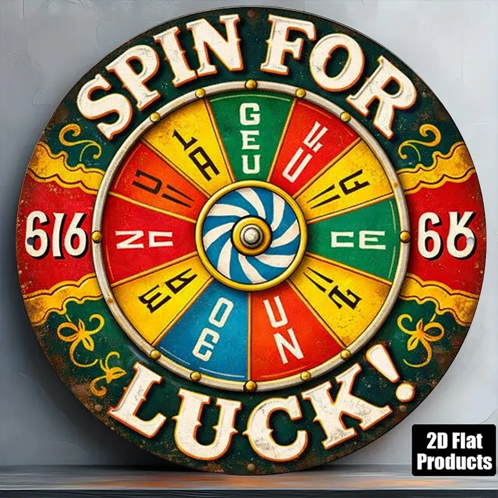 1pc 8*8In/20X20Cm 2D Flat Round Sign, Retro Plaque about 