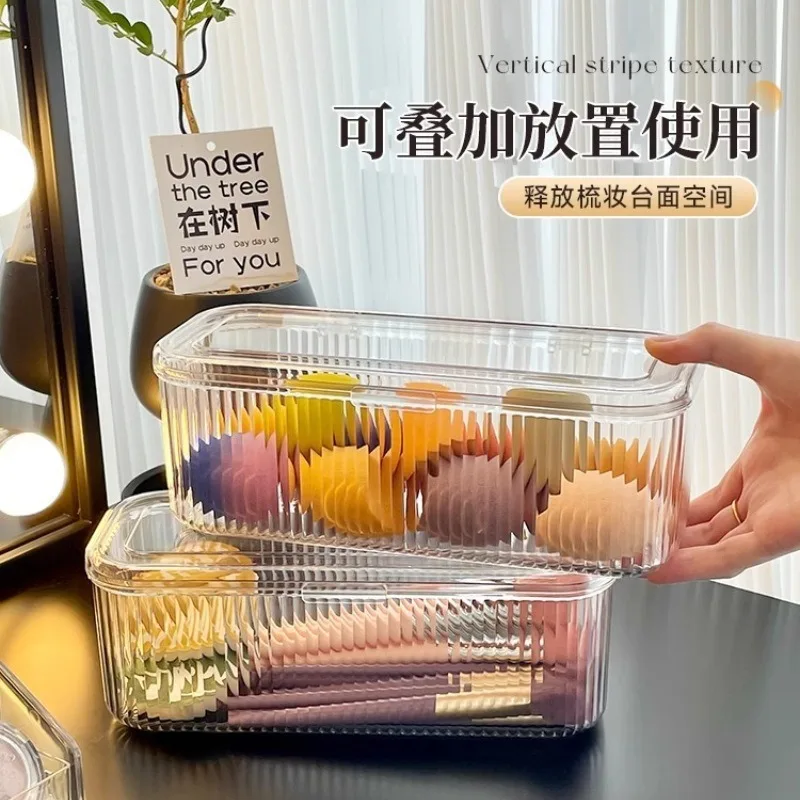 Clear Vertical Stripe Makeup Sponge Storage Box Stackable Cosmetic Puff Organizer Holder For Beauty Blender