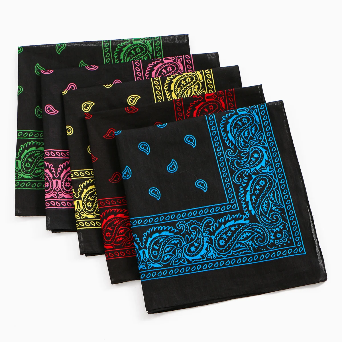 أسود الهيب هوب باندانا منديل للجنسين رباط شعر وشاح للرقبة بيزلي أغطية الرأس المعصم Hairwrap أوشحة مربعة طباعة منديل