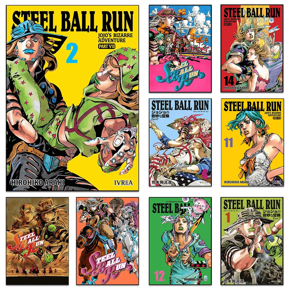 Póster de Anime japonés Steel Ball Run, impresión de Gyro Zeppeli, JoJo's Bizarre Adventure, póster de cómics, cuadro sobre lienzo para pared, decoración