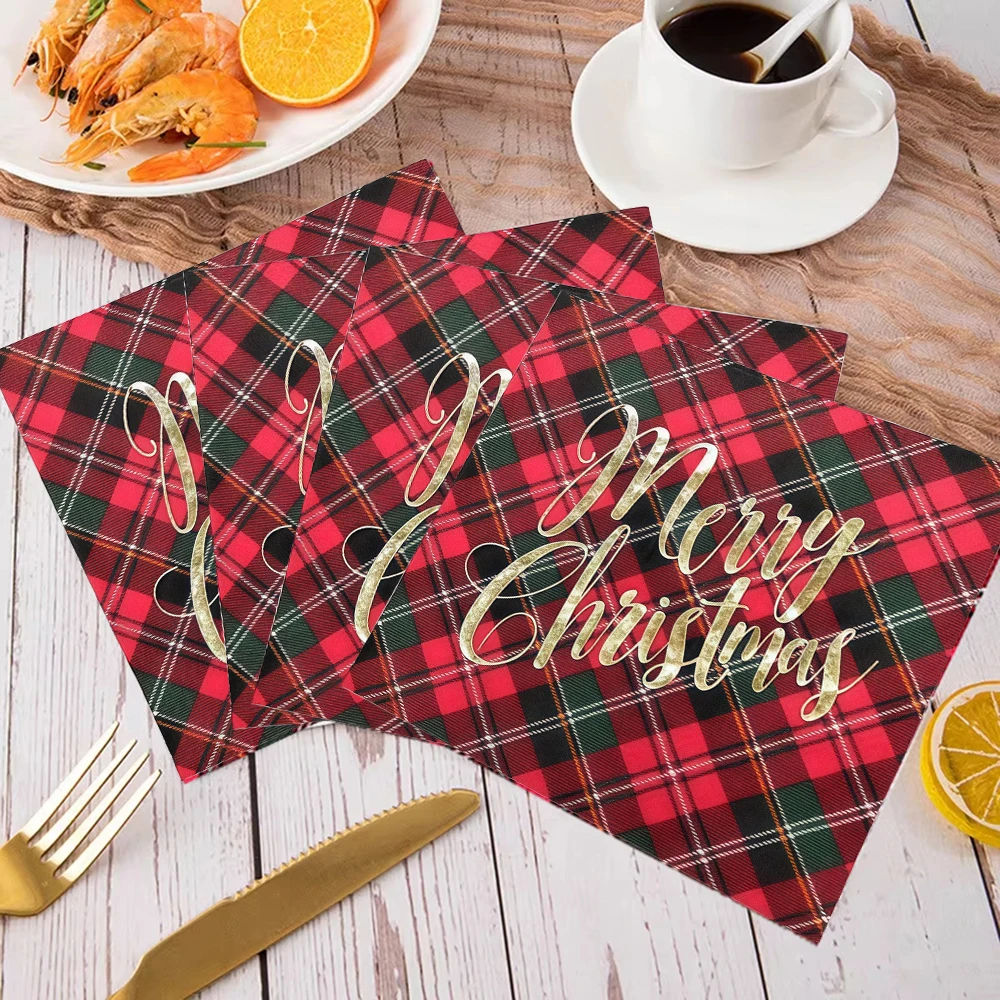 60 個/20 個クリスマスプリント使い捨てナプキンダイニングテーブルティッシュフェスティバルパーティー装飾折りたたみナプキン