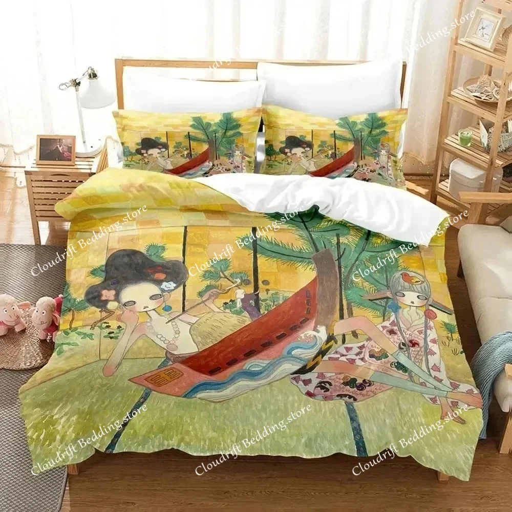 

Anime Aya Takano Bedding Set Duvet Cover Bed Set Quilt Cover Pillowcase Comforter king Queen Size Boys Adult Bedding Set