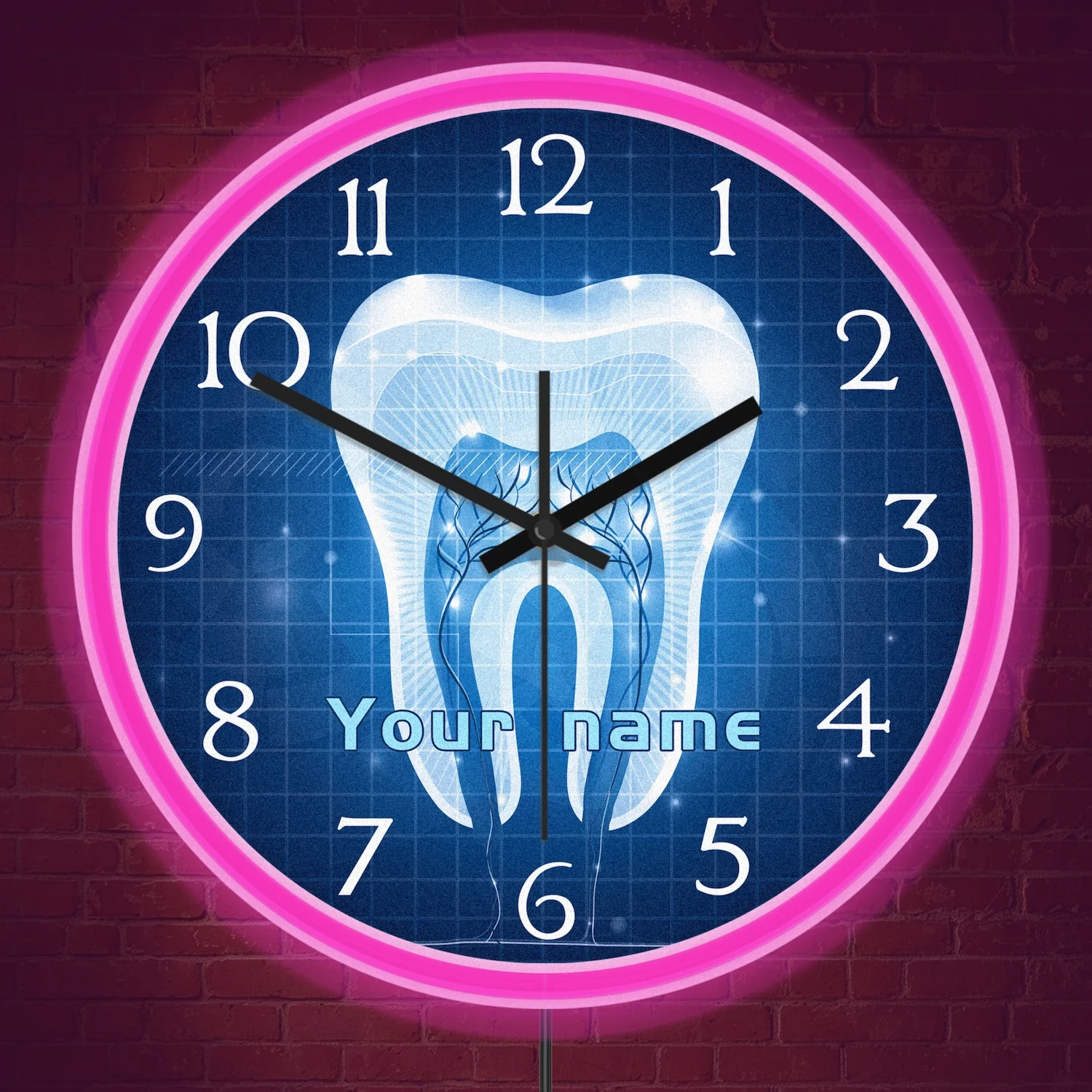 Anatomy Tooth Diagram Neon Wall Clock for Dentist Office Dental Clinic Business Display Illuminated Sign Luminous Wall Clock