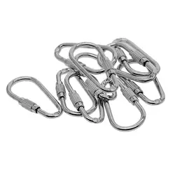 10 Pieces Durable Alloy Screw Locking Clasp Carabiner Key Ring Keychain Key Holder Accessories Silver