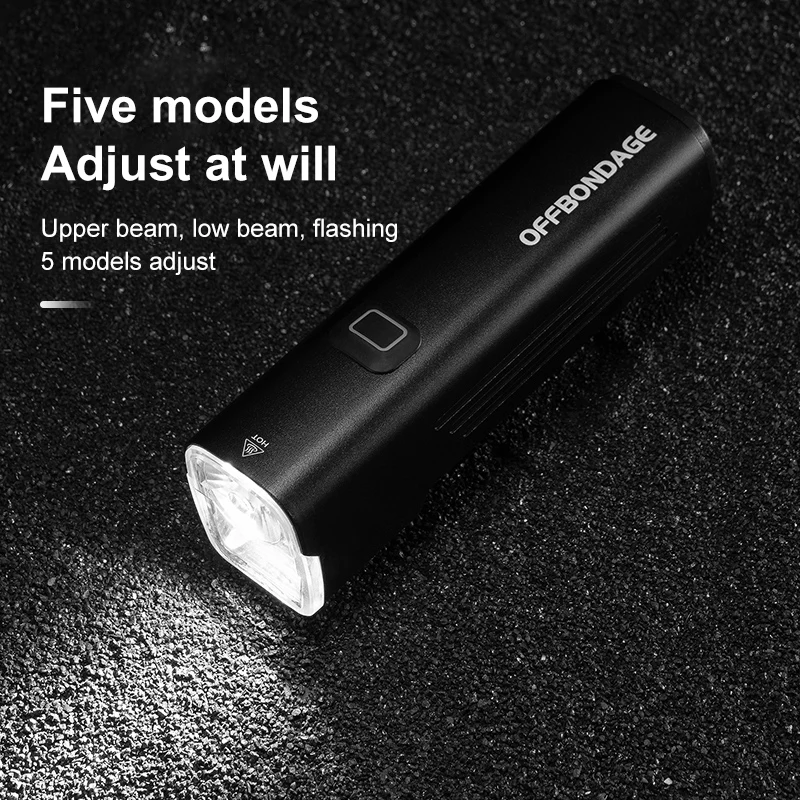 OFFBONDAGE Bicycle Light IPX6 Waterproof Bike Light Type-C Rechargeable LED Headlight Aluminum Ultralight Flashlight HYL1000