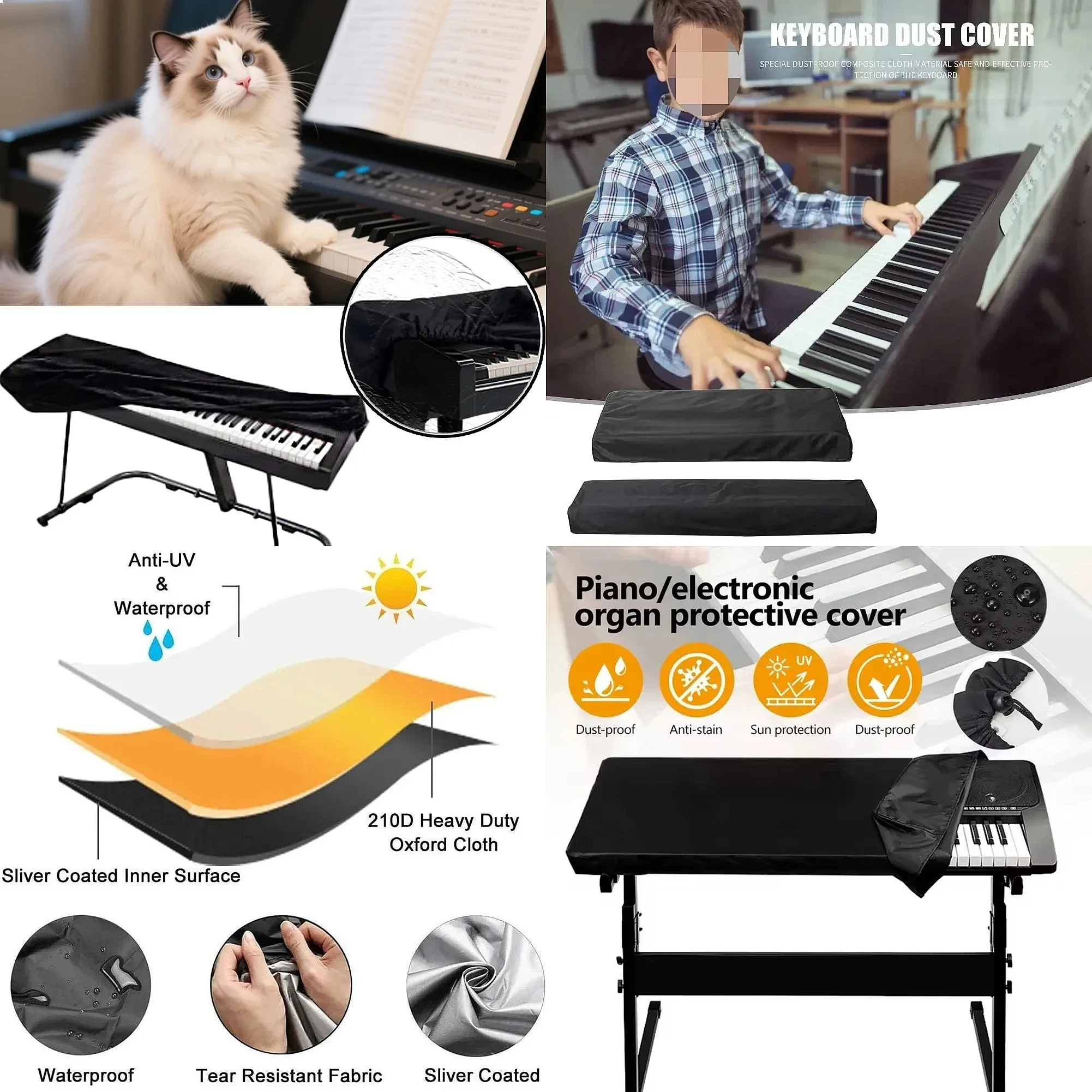 Portable Electronic Piano Dust Cover Waterproof Drawstring Closure Compact Storage for 61/88 Key Home Studio Keyboard Yamaha