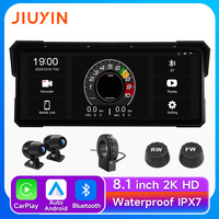 8.1'' motorcycle multimedia player 2K HD GPS navigation video recorder wireless CarPlay Android Auto IPX7 waterproof screen BT