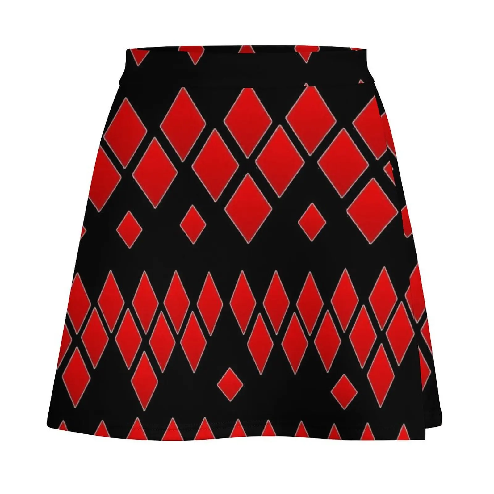 RED DIAMONDS GEOMETRIC ABSTRACT BLACK ART PATTERNS Mini Skirt skirt skirt women Short women′s skirts Mini