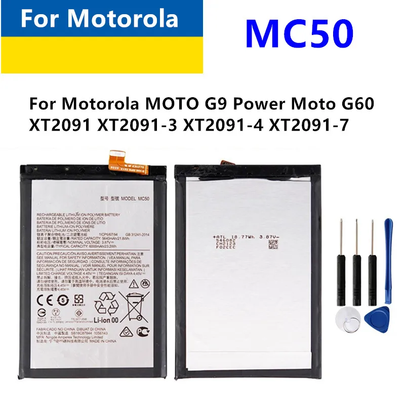 Original high quality MC50 New Battery For Motorola MOTO G9 Power Moto G60 XT2091 XT2091-3 XT2091-4 XT2091-7+Free Tools