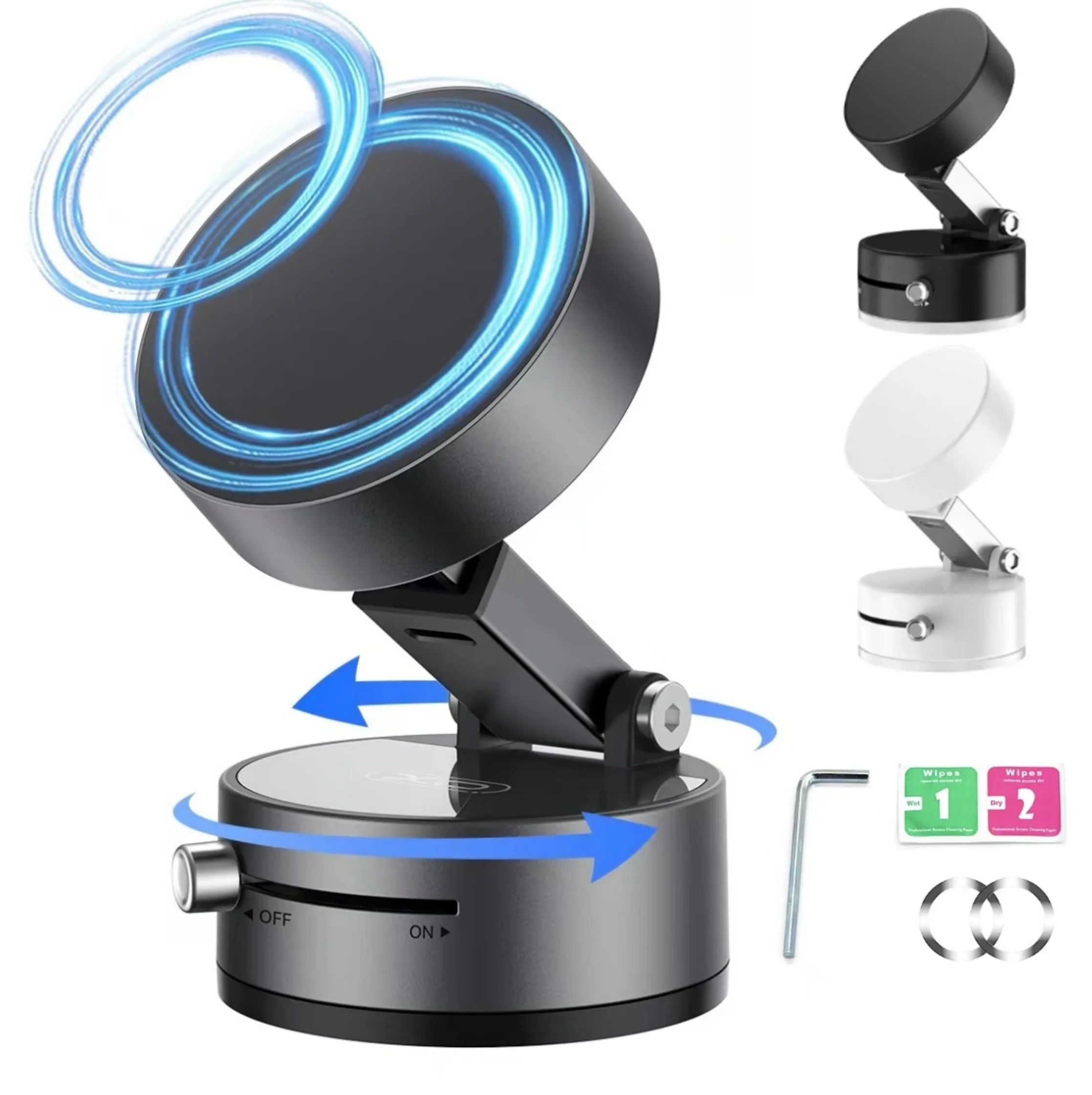 

720 Degree Vacuum Magnetic Suction Car Phone Holder Reusable For Apple iPhone 12 13 14 15 16 Pro Max Galaxy S25 S24 Pixel Huawei