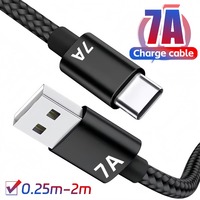 7A USB To Type C Braided Fast Charging Cable Type C Cord Charger for Samsung Huawei Xiaomi Oppo Quick Charge Wire 0.25/1/1.5M/2M