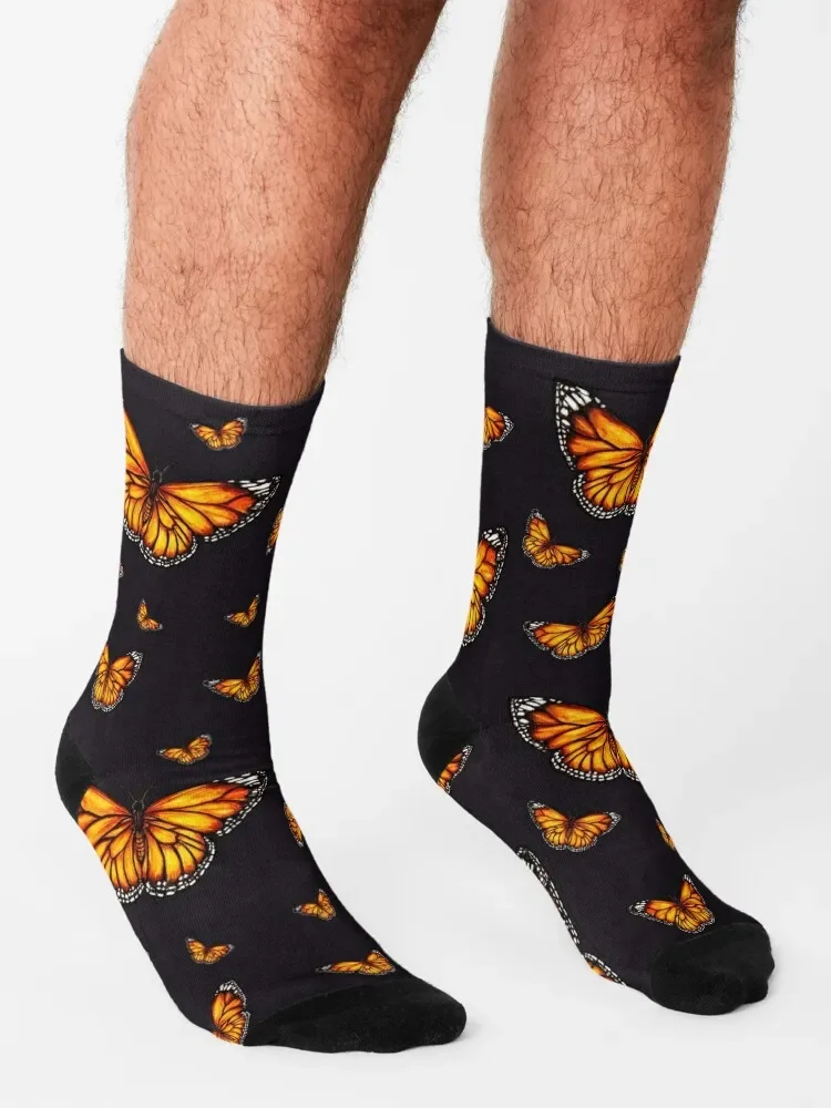 Homens e mulheres Monarch Butterfly Socks, Natal louco aquecimento Sock, Designer