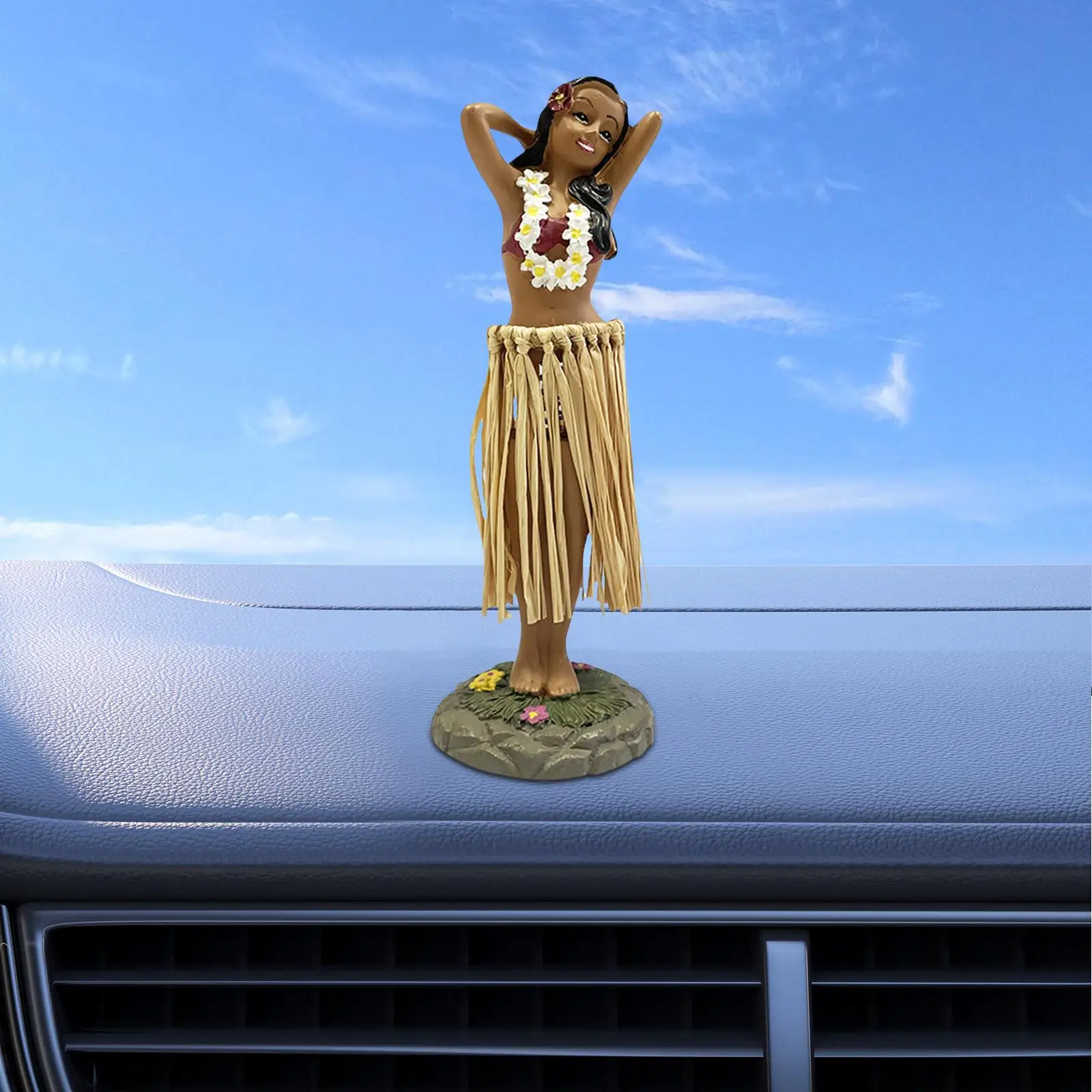 Hawaiian Dashboard Hula Doll Dancing Hula Girl for Car Dashboard Resin Craft