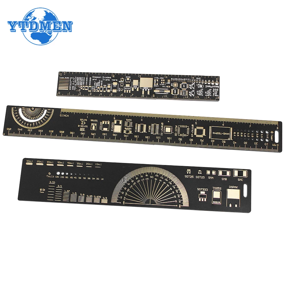 PCB Ruler Multi-functional Measuring Tool 15cm 20cm 25cm PCB Reference Ruler Resistor Capacitor Chip IC SMD Diode Free Shipping