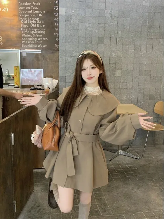 

plus Size Doll Collar Short Coat Autumn New Loose Slimming Design Korean Style Long Sleeve Jacket for Pear Shaped Women