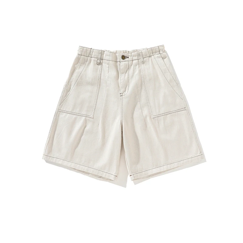 

Молодежные повседневные хлопковые шорты-бриджи прямого кроя для пляжа, мужские рабочие брюки, летние повседневные брюки базовых цветов, модные