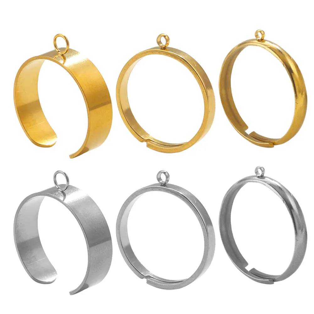 

10pcs Stainless Steel Adjustable Rings Blank Setting DIY Ring Base Jewelry Making Findings Finger Ring Loop Jewelry Accessories