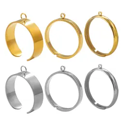10pcs Stainless Steel Adjustable Rings Blank Setting DIY Ring Base Jewelry Making Findings Finger Ring Loop Jewelry Accessories