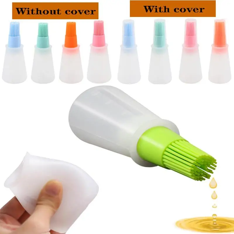 4Pc Silicone Oiler with Brush Seasoning Seasoning Sauce Brush with Scale oil Bottle BBQ Kitchenware Gadgets Grilling Frying Tool