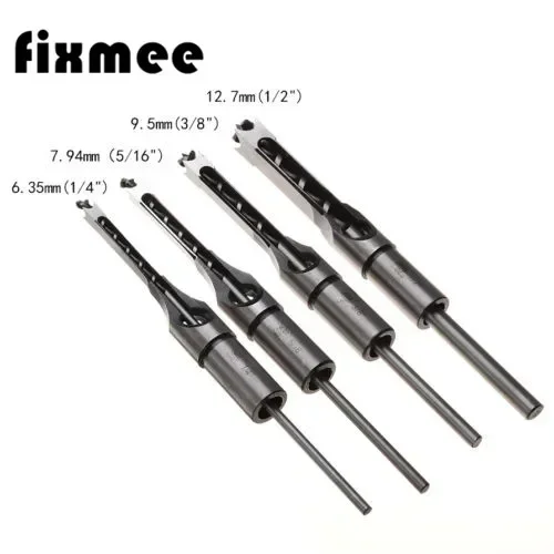 4pc 6.35mm/8mm/9.5mm/12.7mm  Auger Bit Steel Mortising Drilling Craving DIY Furniture Square Drill Bit Woodworking Tools