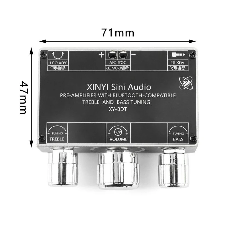 XY-BDT Bluetooth 5.1 Audio Receiver Decoder Stereo Tone Board Volume Controller Treble Bass Tonal preamp Amp Knob For Amplifier