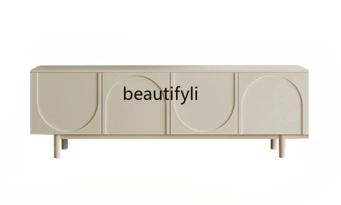 DD132 French Cream Wind TV Cabinet Small Apartment Living Room Storage Floor Cabinet Nordic Japanese Storage TV Cabinet