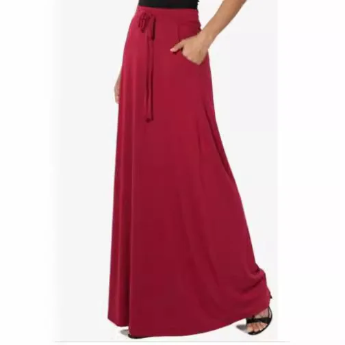 Casual Drawstring Midi Skirt Women's  Color Versatile Spring Autumn City Style Loose Fit Polyester Fiber Skirts