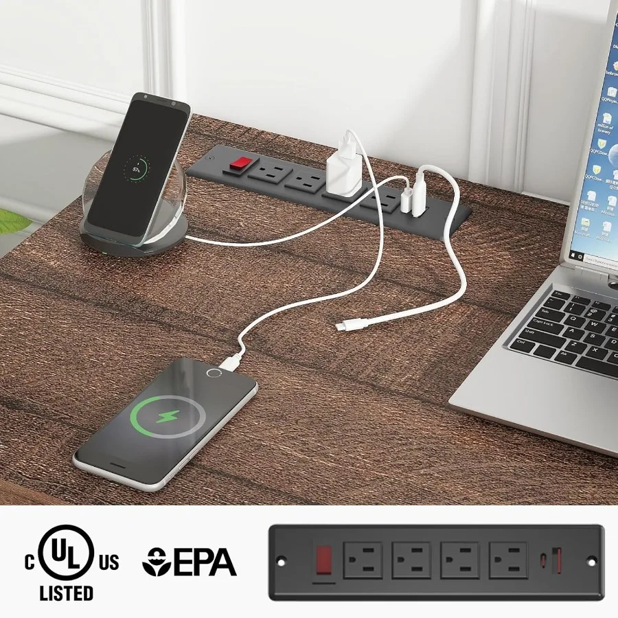 서랍과 수납 캐비닛이 있는 47인치 임원용 책상, 홈 오피스 및 학습용 워크스테이션, 레드B 색상의 모던 컴퓨터 책상