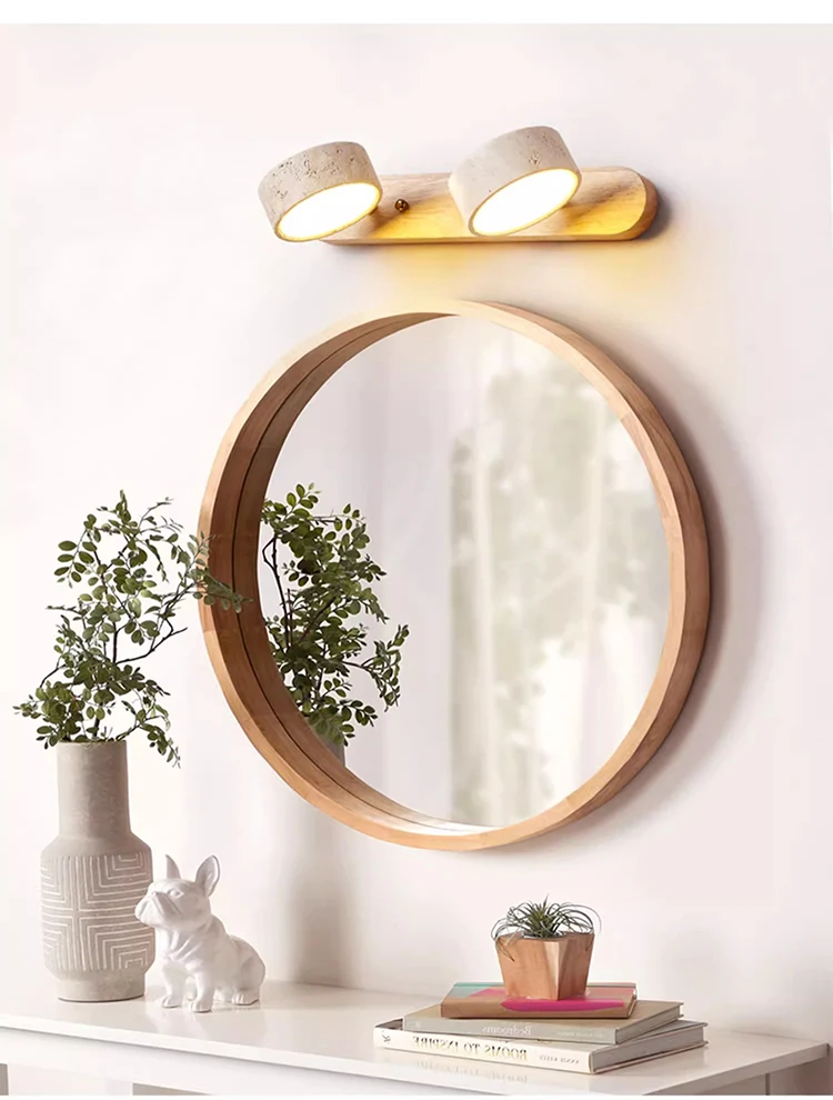 Cave Stone LED Mirror Light Bathroom Wash Table Japanese Retro Vanity Basin Bathroom Picture Wall Lamp 2/3/4 Head Mirror Light