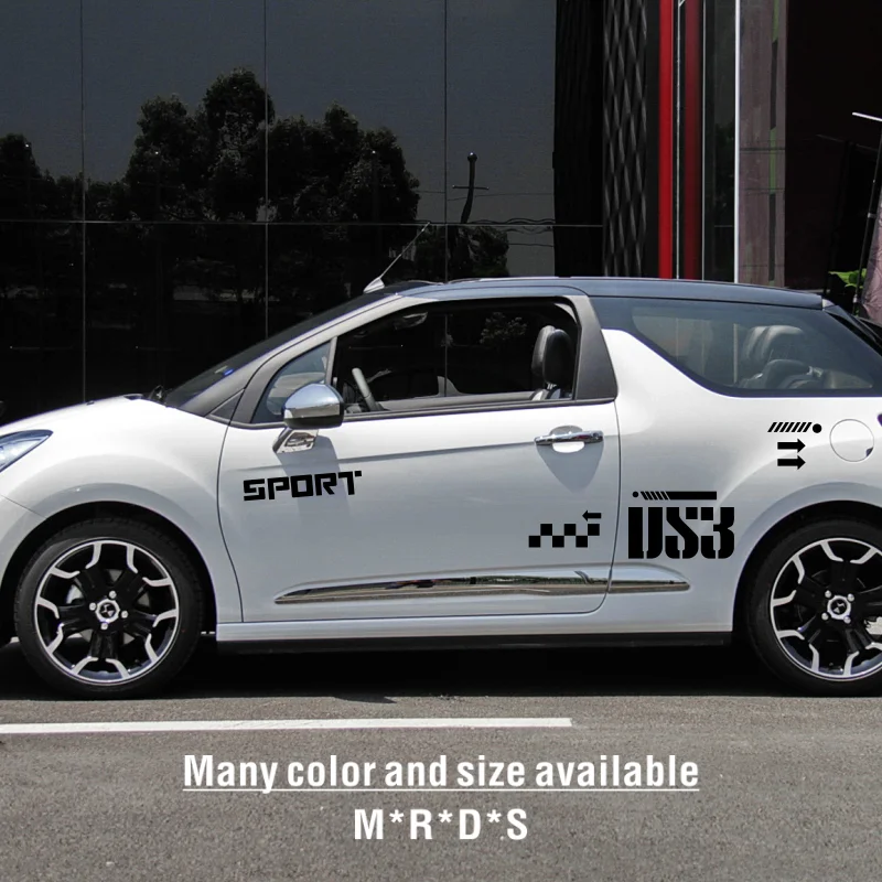 

8PCS Racing Car Body Decor Stickers Graphics Vinyl Film Decals For Citroen DS3 Auto Side Sport Styling Decoration Accessories