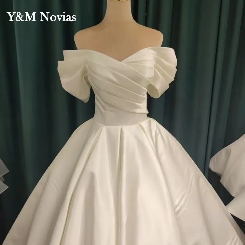 Y&m Robe De Mariage Lustrous Satin Ball Gown Wedding Dresses Vestido De Noivas Plus Size Bridal Custom Wedding Gowns