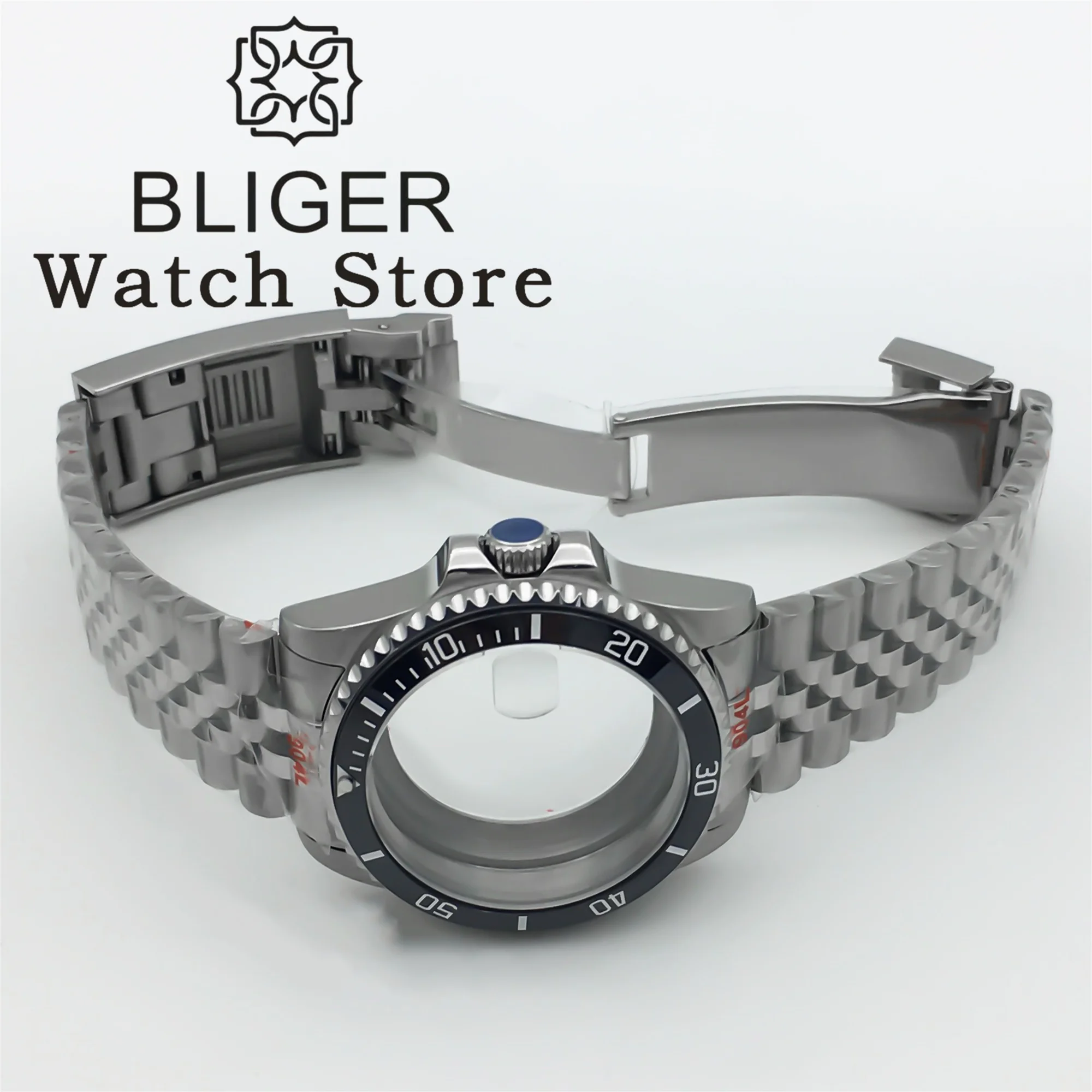 BLIGER 36mm 38mm 다이빙 케이스 NH34 NH35 NH36 GMT ETA 2824 PT5000 시계 케이스 스테인레스 팔찌 사파이어 유리 슬라이드 버클