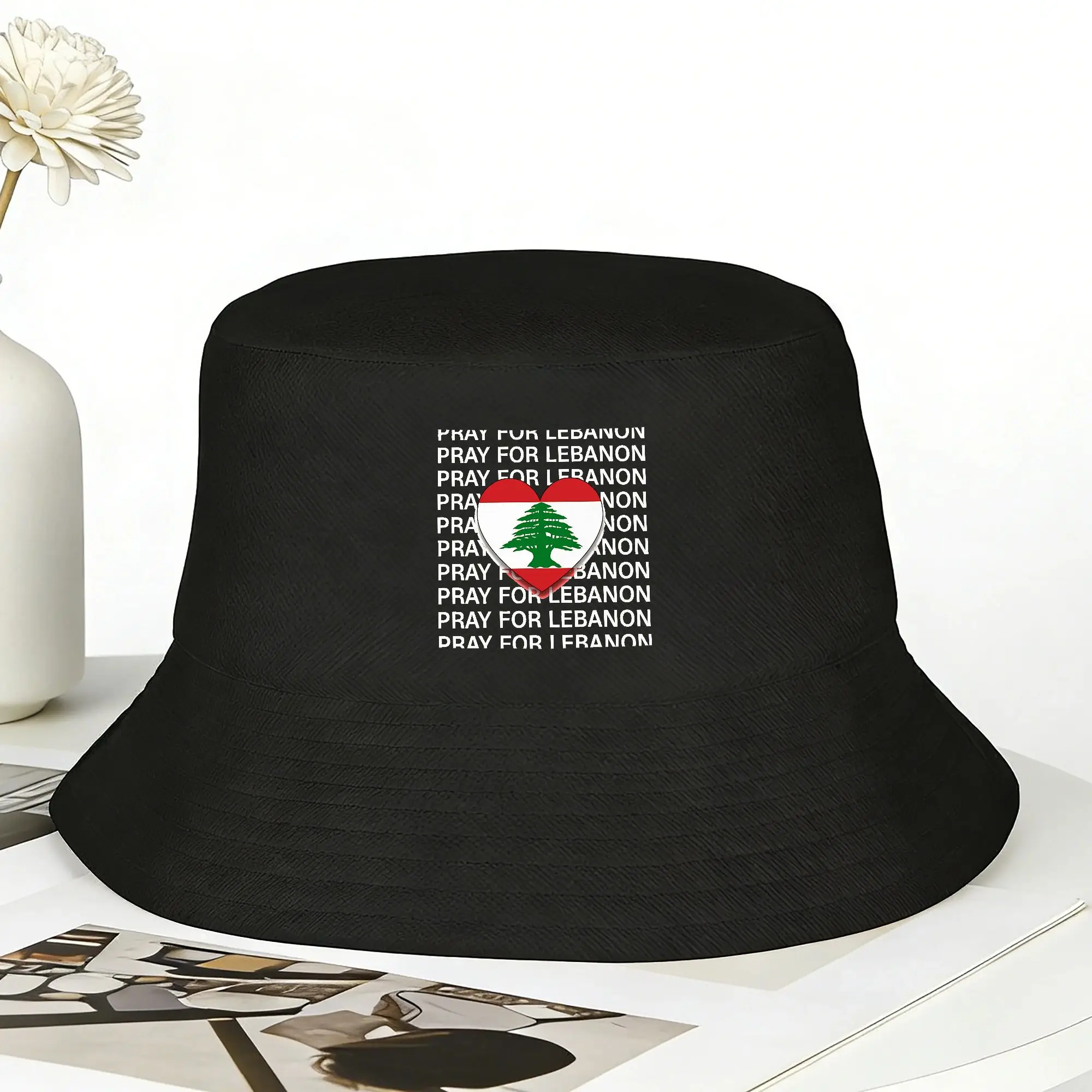Unisex Pray for lebanon Bucket Hat  Soft Fold Fisherman Hats Summer Trendy Hunting Caps Street Style Custom Visor Hat