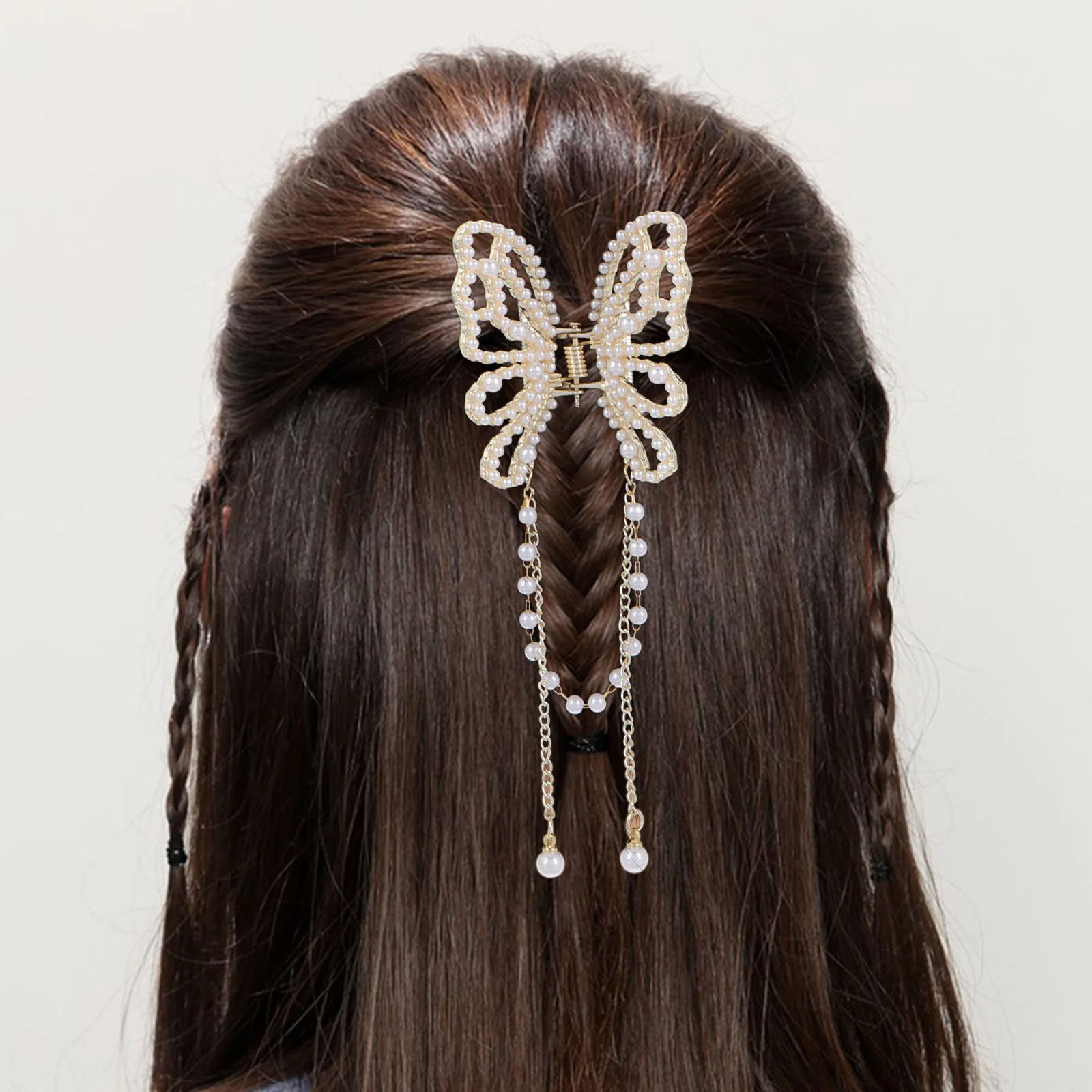 

Butterfly Tassel Pearl Claw Clip Gold Alloy Hair Accessories Small Size Luxury Design Elegant Korean Hair Styling Tools