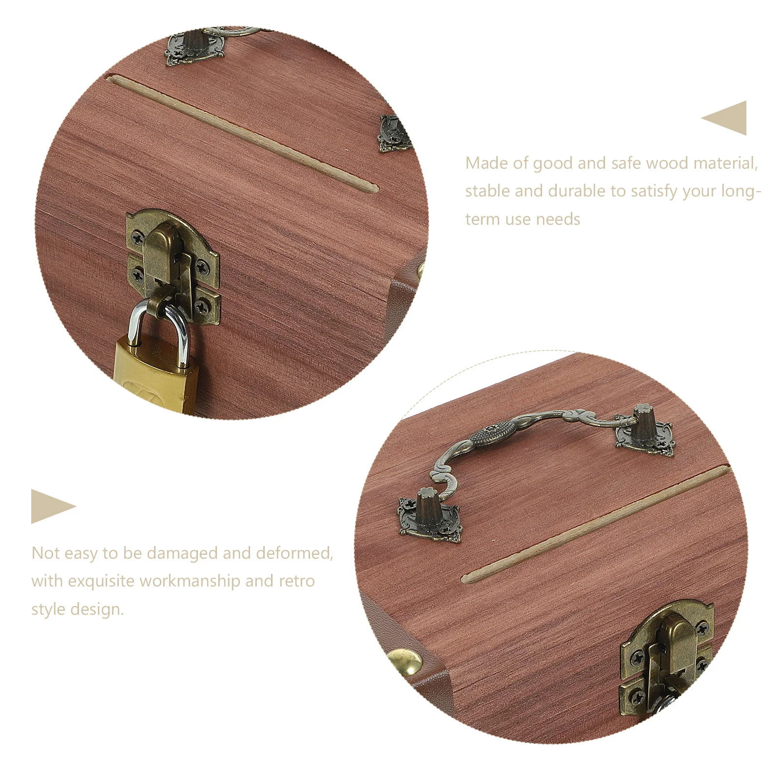 

Wooden Piggy Bank Retro Style Vintage Coin Jar Lockable Treasure Chest Coin Saving Box Desktop Ornament Wooden Piggy Bank